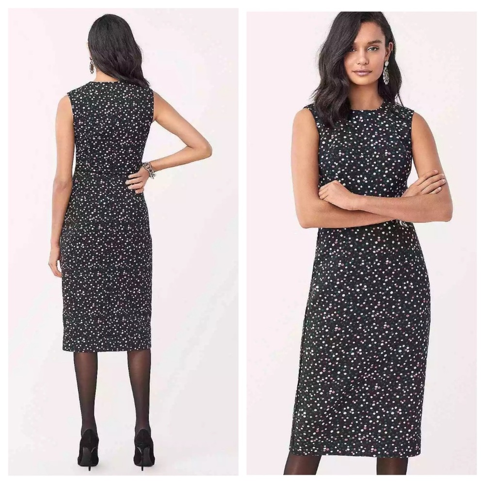 Diane Von Furstenberg Dress Pace Polka Dot Jacquard Sheath Pencil Skirt Dress - Picture 2 of 15